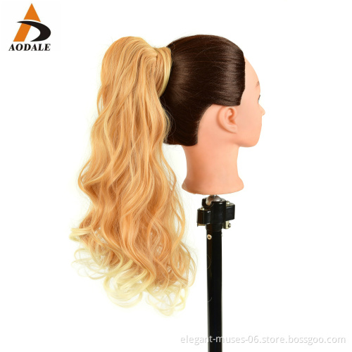 Wholesale Price newest High Temperature Fiber Long Wavy Synthetic clip hairpieces postiche ponytail wigs